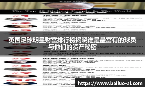 英国足球明星财富排行榜揭晓谁是最富有的球员与他们的资产秘密